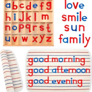 Montessori Letters Movable Wood Alphabet with tray and Large Mat, Small Wooden  Letters